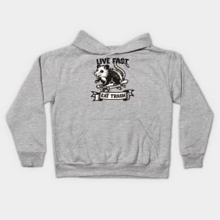 Live Fast Eat Trash - Vintage Opossum Design Kids Hoodie